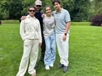 Namrata Shirodkar, Mahesh Babu with their children Sitara, Gautam. Namrata Shirodkar, Mahesh Babu with their children Sitara, Gautam.