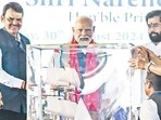Palghar, Aug 30 (ANI): Prime Minister Narendra Modi with Maharashtra Chief Minister Eknath Shinde and State Deputy CM Devendra Fadnavis at the foundation stone laying of Vadhvan Port, in Palghar on Friday. (ANI Photo) (Devendra Fadnavis - X) Palghar, Aug 30 (ANI): Prime Minister Narendra Modi with Maharashtra Chief Minister Eknath Shinde and State Deputy CM Devendra Fadnavis at the foundation stone laying of Vadhvan Port, in Palghar on Friday. (ANI Photo) (Devendra Fadnavis - X)