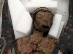 A rambaramp effigy containing the skull of a man, is pictured in a one of the five crates of sacred human relics repatriated by the U.S., after it was seized in New York by the FBI in 2016 from a deceased art collector, in Port Vila, Vanuatu August 29, 2024. A rambaramp effigy containing the skull of a man, is pictured in a one of the five crates of sacred human relics repatriated by the U.S., after it was seized in New York by the FBI in 2016 from a deceased art collector, in Port Vila, Vanuatu August 29, 2024.