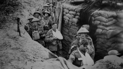 British soldiers in a trench in World War 1. (Shutterstock) British soldiers in a trench in World War 1. (Shutterstock)