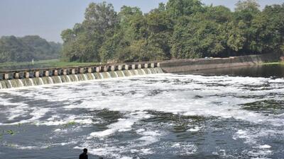 Foam found floating on Pavana River. (HT FILE) Foam found floating on Pavana River. (HT FILE)
