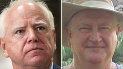 Jeff Walz (R), brother of Minnesota Governor Tim Walz (L) (X/Collin Rugg/Laura Loomer)