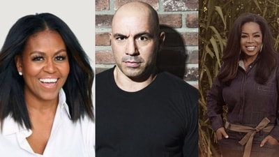 Joe Rogan calls out Michelle Obama and Oprah Winfrey for the hypocrisy in their DNC speeches. (@MichelleObama/X, @joerogan/X, @Oprah/X) Joe Rogan calls out Michelle Obama and Oprah Winfrey for the hypocrisy in their DNC speeches. (@MichelleObama/X, @joerogan/X, @Oprah/X)