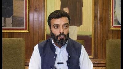 National Conference MP Ruhullah Mehdi raising questiions on the transfer of police officials at a press conference in Srinagar on Saturday. (PTI) National Conference MP Ruhullah Mehdi raising questiions on the transfer of police officials at a press conference in Srinagar on Saturday. (PTI)
