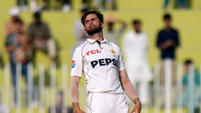 Pakistan's Shaheen Shah Afridi celebrates after taking the wicket of Bangladesh's Mehidy Hasan Mirza during the fourth day of first cricket test match between Pakistan and Bangladesh (AP) Pakistan's Shaheen Shah Afridi celebrates after taking the wicket of Bangladesh's Mehidy Hasan Mirza during the fourth day of first cricket test match between Pakistan and Bangladesh (AP)
