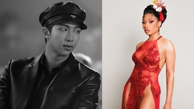 BTS RM confirms collaboration with Meghan Thee Stallion in a post on X. (@01rkive/X, @theestallion/X) BTS RM confirms collaboration with Meghan Thee Stallion in a post on X. (@01rkive/X, @theestallion/X)