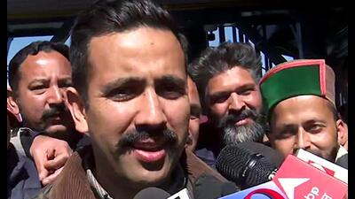 Shimla, Feb 29 (ANI): Congress MLA Vikramaditya Singh speaks to the media on the disqualification of the six party MLAs, who cross-voted in Rajya Sabha polls, in Shimla on Thursday. (ANI Photo) (ANI) Shimla, Feb 29 (ANI): Congress MLA Vikramaditya Singh speaks to the media on the disqualification of the six party MLAs, who cross-voted in Rajya Sabha polls, in Shimla on Thursday. (ANI Photo) (ANI)