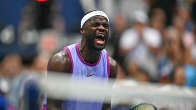 USA's Frances Tiafoe celebrates his victory over USA's Ben Shelton (AFP) USA's Frances Tiafoe celebrates his victory over USA's Ben Shelton (AFP)
