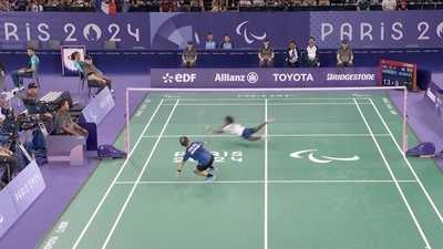Sivarajan Solamalai during his Paralympics match (X)
