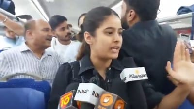 Woman narrating ordeal to reporters inside Vande Bharat Express flagged by Prime Minister Narendra Modi in Saturday.