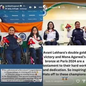 Jackky Bhagnani shared a photo featuring Avani and Mona on his Instagram Stories.