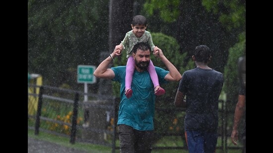 This year, the highest single-day rainfall was recorded on August 12, when the city received 129.7 mm showers. (Keshav Singh/ HT)