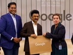 Tamil Nadu Chief Minister M K Stalin during a visit to Google's office, in USA. Tamil Nadu Chief Minister M K Stalin during a visit to Google's office, in USA.