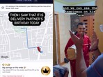 Ahmedabad: After the Zomato agent made the delivery in heavy rain, the customers celebrated his birthday. Ahmedabad: After the Zomato agent made the delivery in heavy rain, the customers celebrated his birthday.