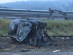 Multiple shots were fired in the State Street area, near a gas station in the suburbs of Pittsburgh, Pennsylvania, on Sunday, August 31, 2024. Scene shows a car flipped over in the aftermath. Multiple shots were fired in the State Street area, near a gas station in the suburbs of Pittsburgh, Pennsylvania, on Sunday, August 31, 2024. Scene shows a car flipped over in the aftermath.