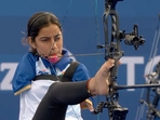 Sheetal Devi during her pre-quarters in Paralympics