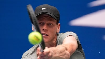 Italy's Jannik Sinner in action during his third round match against Australia's Christopher O'Connell. (REUTERS)