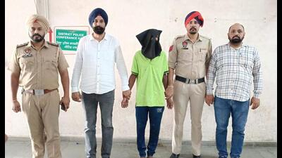 The accused Gurdeep Singh, alias Fauji, after his arrest. (HT Photo)