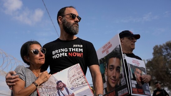 An image of protests from August 29, where parents of the hostages whose bodies were recovered, are demonstrating to get them back (AP Photo/Tsafrir Abayov, File) (AP)