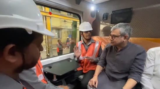 During his visit to the BEML facility, Vaishnaw inspected the Vande Bharat sleeper coach and interacted with railway staff.(source: DD News)