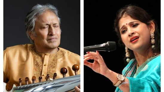 Ustad Amjad Ali Khan; (right) Kaushiki Chakraborty