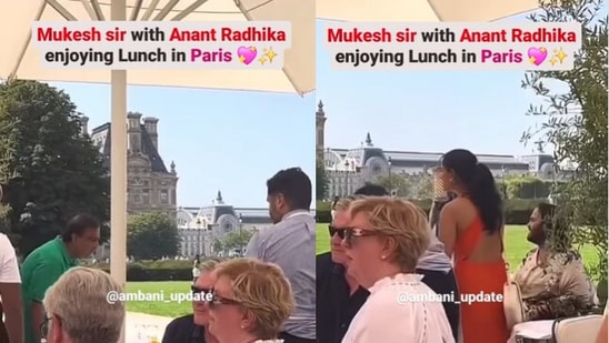 Mukesh Ambani, Anant Ambani, and Radhika Merchant in Paris.