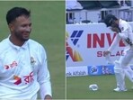 Shakib Al Hasan (L) couldn't suppress a laugh as he looked at Abrar Ahmed Shakib Al Hasan (L) couldn't suppress a laugh as he looked at Abrar Ahmed