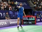 Kumar Nitesh of India in action against Daniel Bethell of Britain.