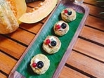 Pumpkin and Potato tikki with a yoghurt dip
