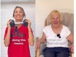 In the video, Emily can be seen demonstrating multiple exercises, and then her grandmother can be seen speaking about how those exercises can benefit in old age. 