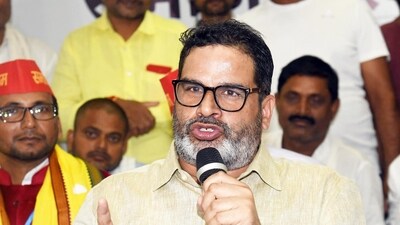 Jan Suraaj founder Prashant Kishor took a dig at deputy CM of Bihar, Tejashwi Yadav, saying that a "9th fail" could not develop Bihar (Photo by Santosh Kumar/ Hindustan Times)