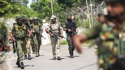 A search operation underway after an army sentry opened fire on observing suspicious movement outside a camp in the Sunjuwan base in Jammu on Monday. (PTI Photo) A search operation underway after an army sentry opened fire on observing suspicious movement outside a camp in the Sunjuwan base in Jammu on Monday. (PTI Photo)
