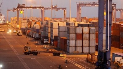 A general view of a container terminal is seen at Mundra Port, one of the ports handled by India's Adani Ports and Special Economic Zone Ltd, in Gujarat. (Reuters)