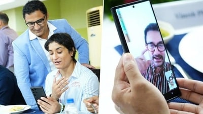 Aamir Khan and Vinesh Phogat's video call has created buzz around Dangal 2. Aamir Khan and Vinesh Phogat's video call has created buzz around Dangal 2.