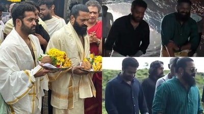 Jr NTR and Rishab Shetty visited the Sri Keshavanatheshwara Temple.
