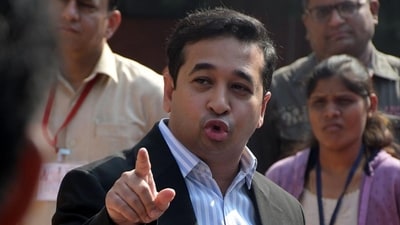 Nagpuri:13December2023 NCP MLA Jitendra Awhad interact with media outside the Vidhan Bhawan during the winter session of Maharashtra State Assembly, Nagpur. Ednesday. Dec 13, 2023. Photo by Sunny Shende Photos By Sunny Shende:PM100029 (PTI)