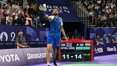 Kumar Nitesh of India in action against Daniel Bethell of Britain. (REUTERS)
