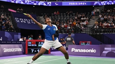 Thulasimathi Murugesan of India in action during her gold medal match against Qiu Xia Yang of China (REUTERS)