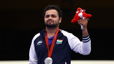 Manish Narwal won silver in men's 10m air pistol SH1 shooting.&nbsp; (REUTERS)