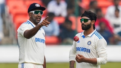 India's Ravichandran Ashwin and Ravindra Jadeja during the third day of first Test match between India and England (PTI) India's Ravichandran Ashwin and Ravindra Jadeja during the third day of first Test match between India and England (PTI)