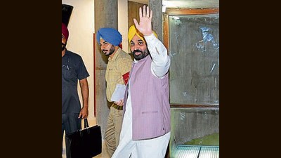 Punjab chief minister Bhgwant Mann at the Punjab Vidhan sabha in Chandigarh on Monday. (HT Photo) Punjab chief minister Bhgwant Mann at the Punjab Vidhan sabha in Chandigarh on Monday. (HT Photo)