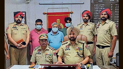 The accused in custody of Ludhiana police on Monday. Cops say one of the miscreants is absconding. (HT Photo) The accused in custody of Ludhiana police on Monday. Cops say one of the miscreants is absconding. (HT Photo)
