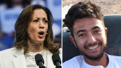 Kamala Harris rips Hamas after ‘brutal murder’ of Hersh Goldberg-Polin (Photographer: Elijah Nouvelage/Bloomberg, Bring Hersh Home/Facebook)