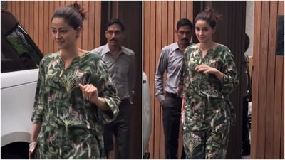 Ananya Panday gets clicked by the paparazzi outside her cousin Alanna Panday's residence. Ananya Panday gets clicked by the paparazzi outside her cousin Alanna Panday's residence.