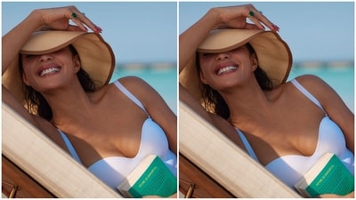 She accessorised her look with an oversized brown hat and quirky stone rings adorning her fingers, acing the minimal yet chic style to perfection. (Instagram/@jacquelienefernandez) She accessorised her look with an oversized brown hat and quirky stone rings adorning her fingers, acing the minimal yet chic style to perfection. (Instagram/@jacquelienefernandez)