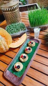 Pumpkin and Potato tikki with a yoghurt dip Pumpkin and Potato tikki with a yoghurt dip