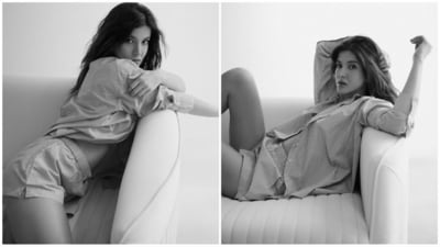 Shanaya Kapoor is turning up the heat in her latest photoshoot, and it's all about effortless glam. The Gen Z diva rocked a striped co-ord set, exuding a cool, laid-back vibe. With messy tresses and minimal makeup, she looked absolutely stunning, leaving her fans swooning. (Instagram/@shanayakapoor02) Shanaya Kapoor is turning up the heat in her latest photoshoot, and it's all about effortless glam. The Gen Z diva rocked a striped co-ord set, exuding a cool, laid-back vibe. With messy tresses and minimal makeup, she looked absolutely stunning, leaving her fans swooning. (Instagram/@shanayakapoor02)