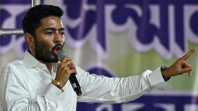 All India Trinamool Congress (AITC) general secretary and MP Abhishek Banerjee speaking in Kolkata,. (Samir Jana/ Hindustan Times) All India Trinamool Congress (AITC) general secretary and MP Abhishek Banerjee speaking in Kolkata,. (Samir Jana/ Hindustan Times)
