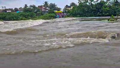 Beed, Sep 02 (ANI): A view of a swollen Bindusara River due to relentless downpours, in Beed on Monday. (ANI Photo) (ANI) Beed, Sep 02 (ANI): A view of a swollen Bindusara River due to relentless downpours, in Beed on Monday. (ANI Photo) (ANI)