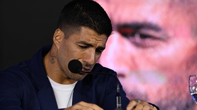 Uruguay's forward Luis Suarez gets emotional during a press conference at the Centenario Stadium in Montevideo (AFP) Uruguay's forward Luis Suarez gets emotional during a press conference at the Centenario Stadium in Montevideo (AFP)